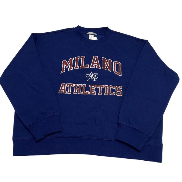 H&M Text Motif Sweatshirt in Blue Milano - Picture 1 of 5
